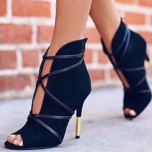 Open Toe Ankle Heel Sandals - Office and Occasion Pumps