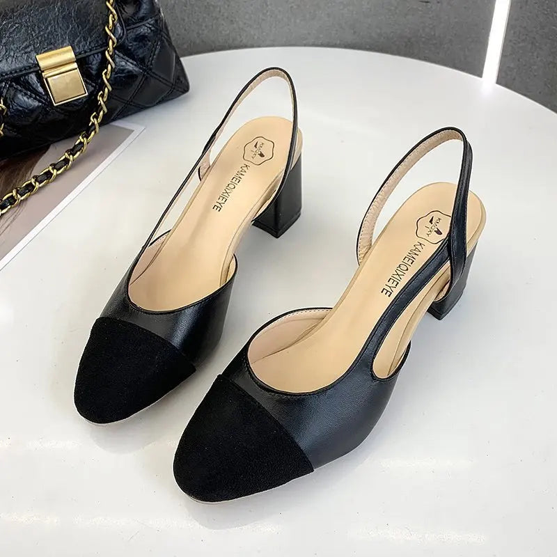 Closed Square Toe Mule Heels - Retro Dress Sandals