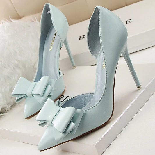 Bow-Knot Pointed Toe Pumps - Stiletto Dress Heels