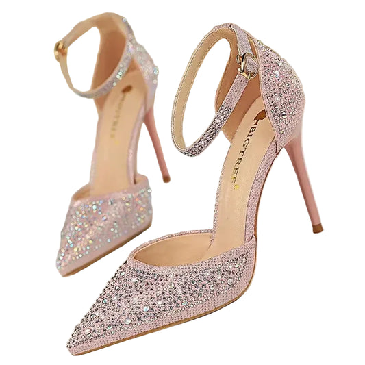 Rhinestone Stiletto Heels - Shiny Wedding Party Pumps
