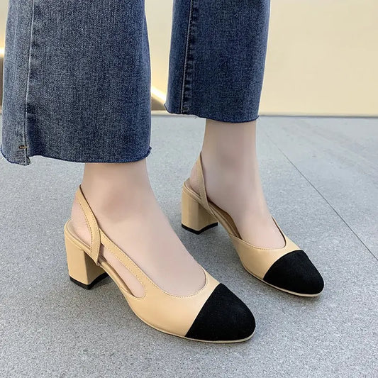 Closed Square Toe Mule Heels - Retro Dress Sandals