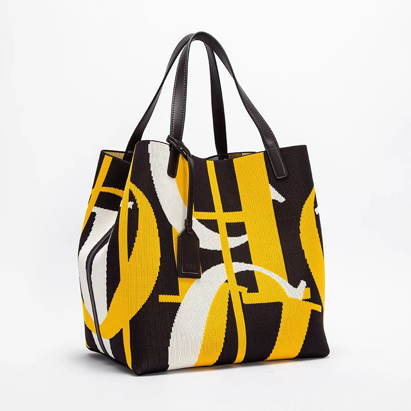 Handcrafted Woven Bucket Tote Bag - Solid Color Everyday Carry