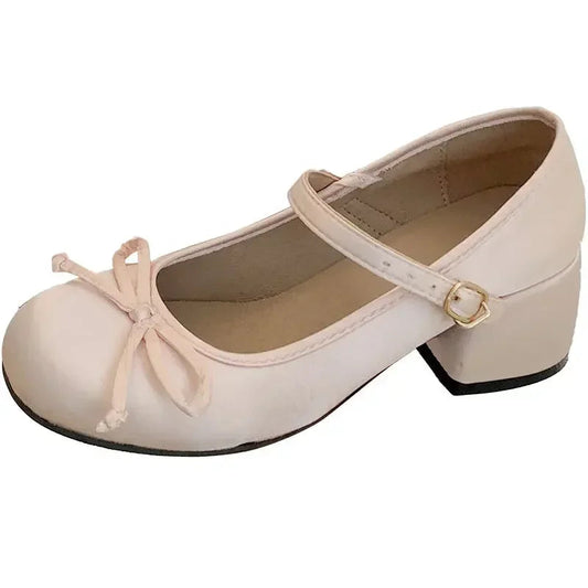 Round Toe Mary Jane Pumps - Elegant Mid Heel Shoes