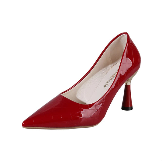 Plaid Embossed High Heel Pumps - Classic Dress Shoes
